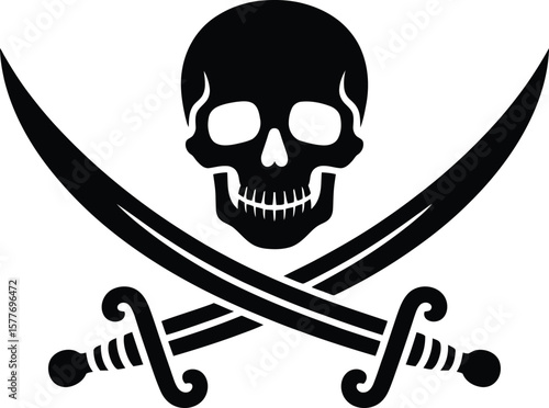 Classic Jolly Roger Pirate Flag Skull and Crossbones with Swords Icon