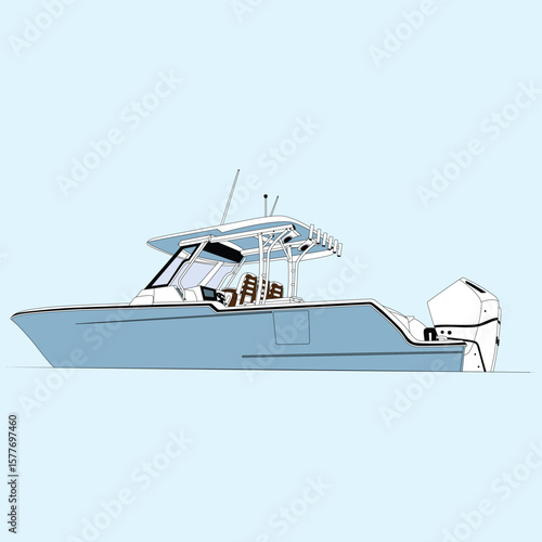 Vector Boat Line Art Illustration
