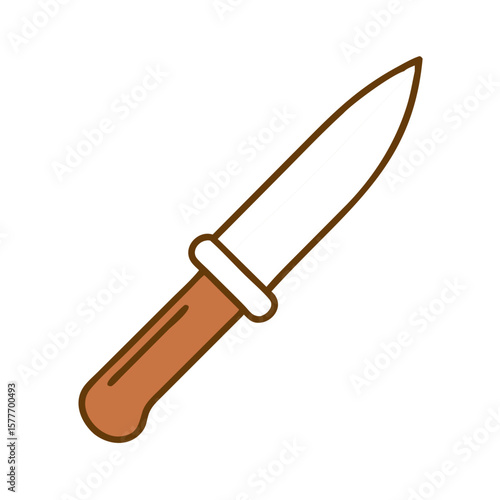 Knife illustration with brown handle in minimalist style  