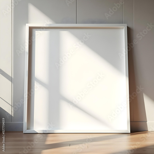 Minimalist scandinavian modern photo frame with natural light. Minimal photo frame for mock up. Clean and simple style home decoration. Aesthetic interior design. relax and chill. key up.	

