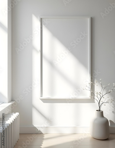 Minimalist modern photo frame. Minimal photo frame for mock up. Clean and simple style home decoration. pink and blue color tone. Aesthetic interior design. relax and chill. key up.