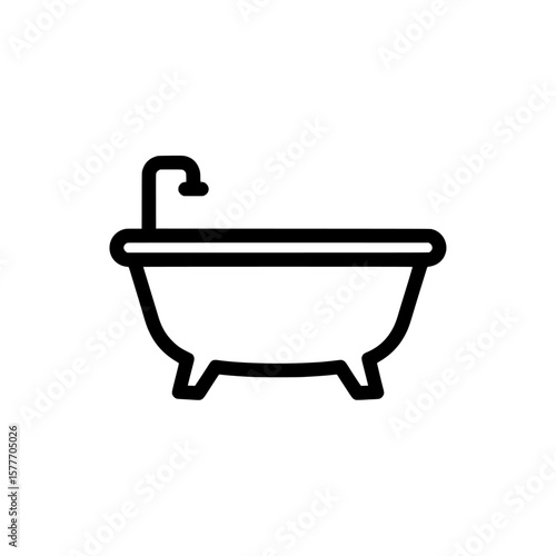 Bathtub with faucet icon for bathroom design and plumbing