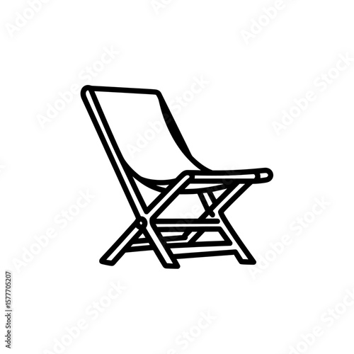 Outline of a lounge chair with reclining backrest for home or outdoor spaces