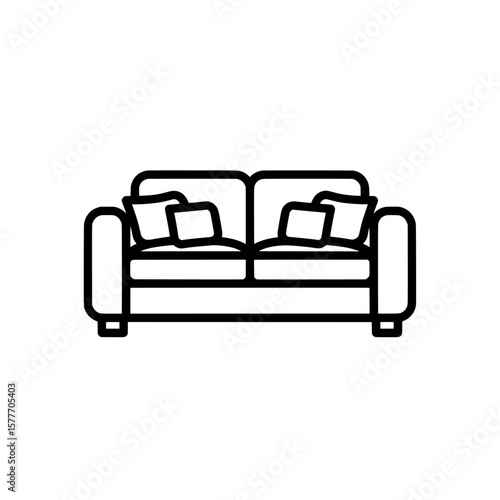 Minimalist sofa with cushions on modern black background