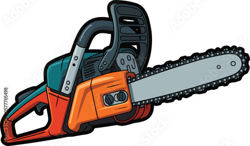 Chain saw colorful illustration isolated on transparent background