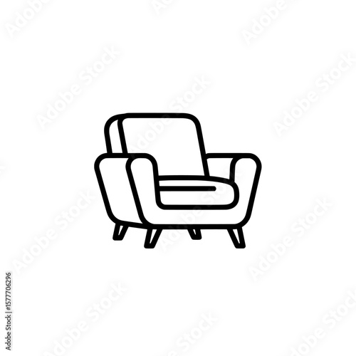 Line art armchair with wooden legs for interior decor