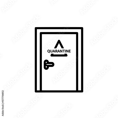 quarantine door sign with warning symbol for health safety guidelines