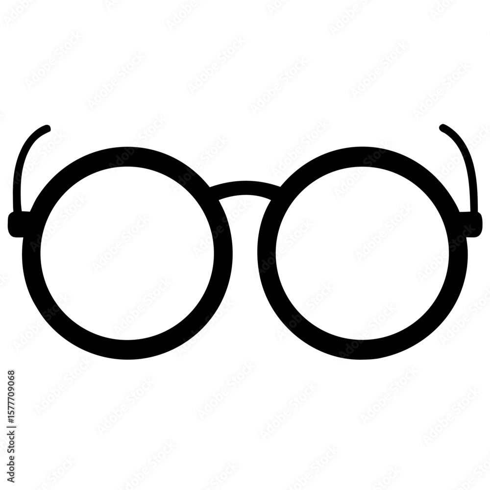 Classic round eyeglasses silhouette in a clean black design Classic round eyeglasses silhouette in a clean black design