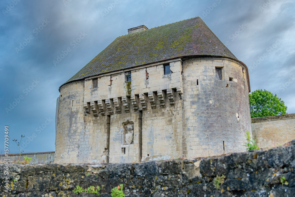 Obraz premium Medieval defensive building. A donjon, or tower house Normandy 2025