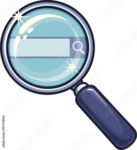 Magnifying glass colorful illustration isolated on transparent background