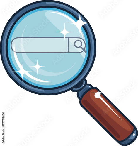 Magnifying glass colorful illustration isolated on transparent background
