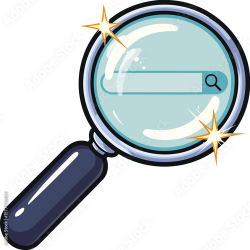 Magnifying glass colorful illustration isolated on transparent background