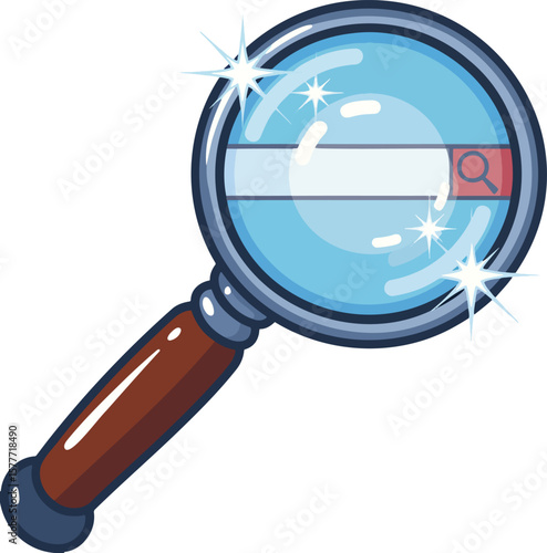 Magnifying glass colorful illustration isolated on transparent background