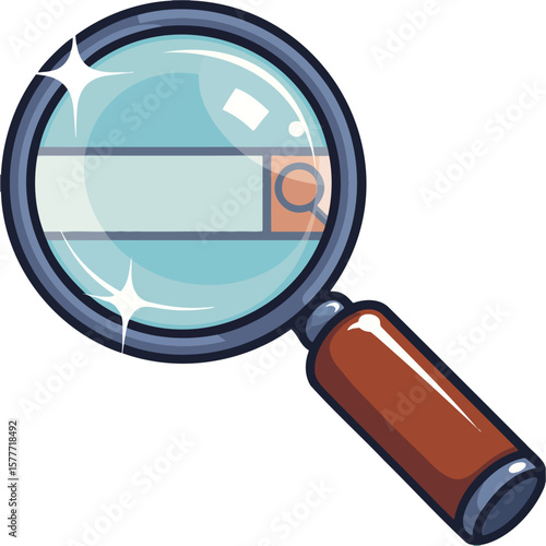 Magnifying glass colorful illustration isolated on transparent background