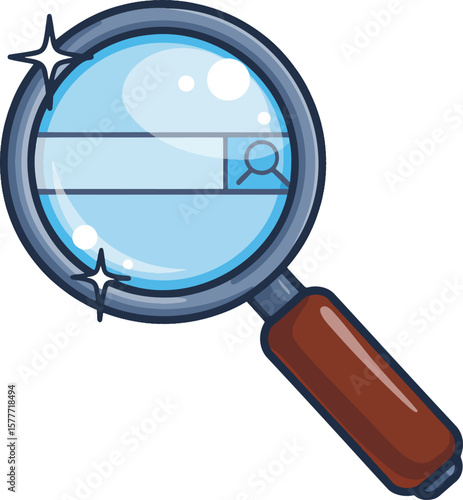 Magnifying glass colorful illustration isolated on transparent background