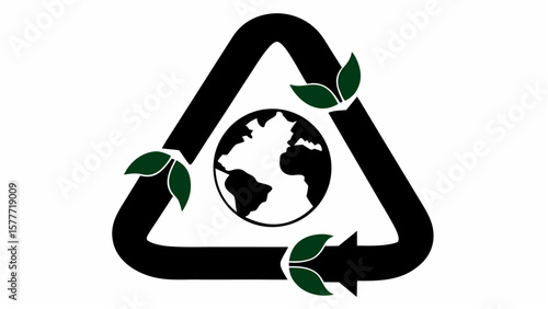 Recycle symbol with earth and leaves illustration