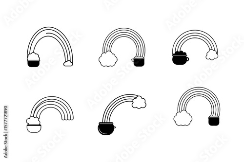 rainbow and clouds three curved rainbow lines pu vector art