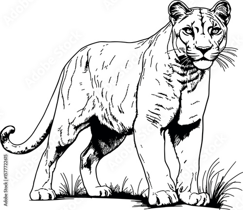 Drawing of a Puma ideal for coloring