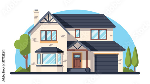 flat vector of modern big new house home resident