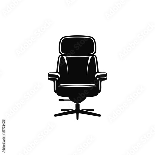 HighBack Office Chair Illustration, Black Ergonomic Swivel Chair with Armrests and Adjustable Height