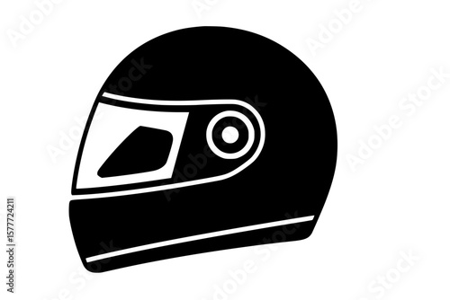 Silhouette of a Racing Helmet Isolated on White Background