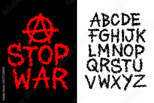Graffiti-style lettering “STOP WAR” in bold sketch lines, perfect for protest art, anti-war posters, street visuals, or expressive urban statements.