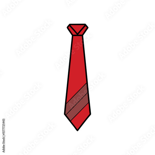 Classic red silk necktie illustration for fashion themed coloring book Line Art Vector Illustration