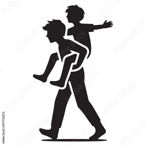 Silhouette of man Best Friends Together 