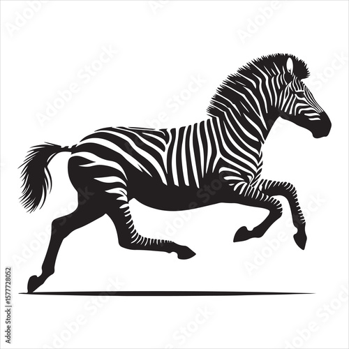 black and white zebra running silhouette clip art preview