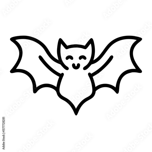 Cartoon vampire bat icon with smiling expression for Halloween  