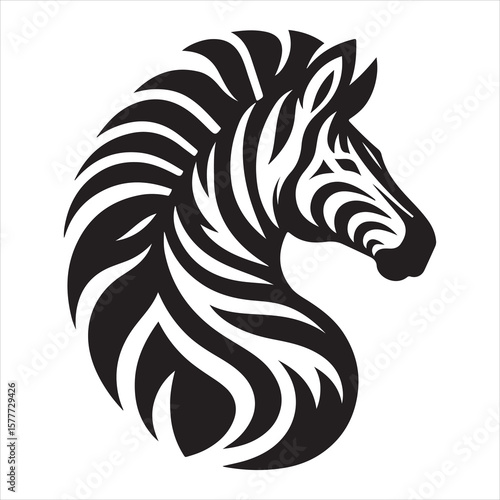 Wallpaper Mural Silhouette vector of a zebra standing on a white background Torontodigital.ca