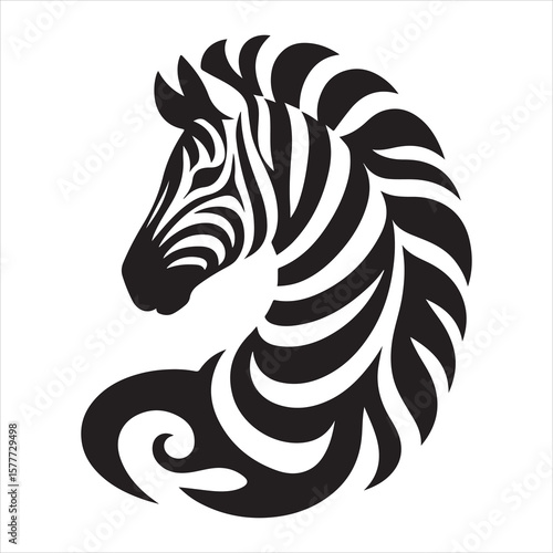 Wallpaper Mural Silhouette vector of a zebra standing on a white background Torontodigital.ca