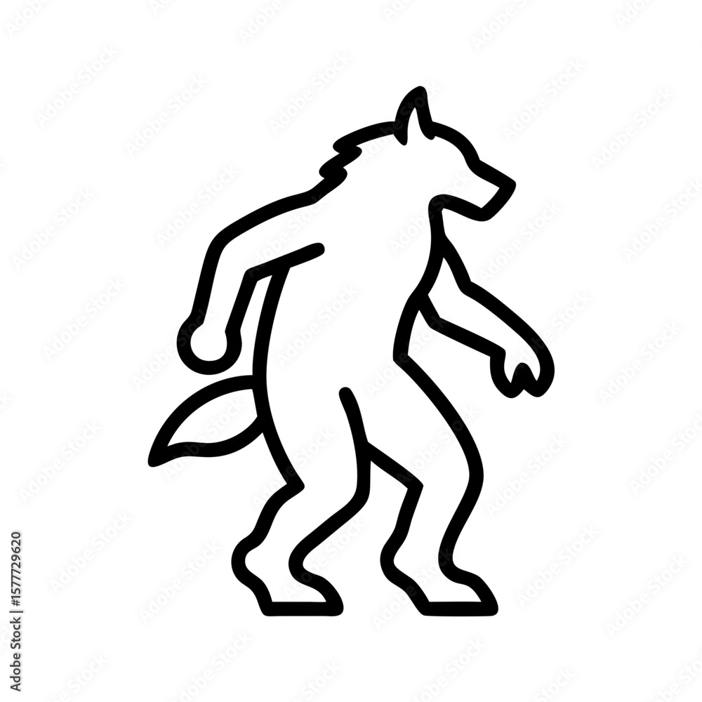 Werewolf silhouette in a playful pose symbolizing Halloween Werewolf silhouette in a playful pose symbolizing Halloween