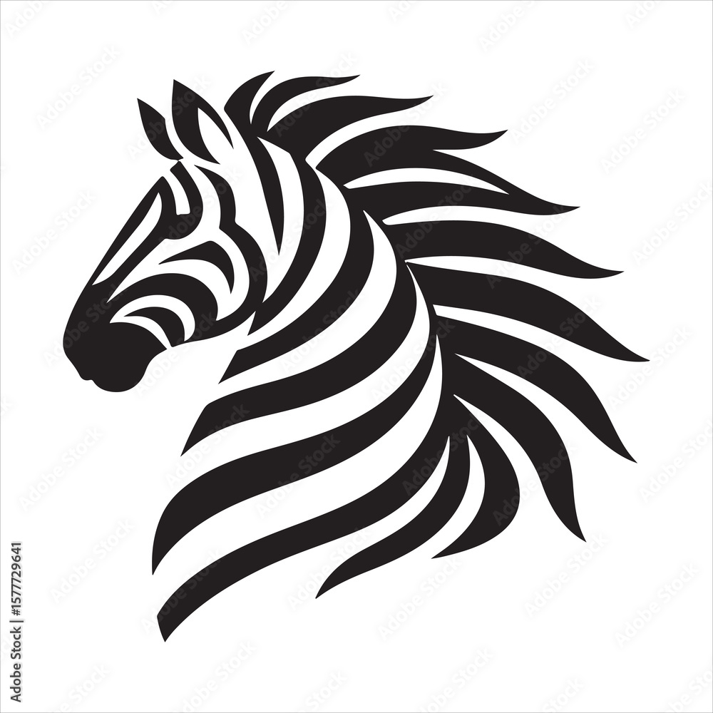 Naklejka premium Silhouette vector of a zebra standing on a white background