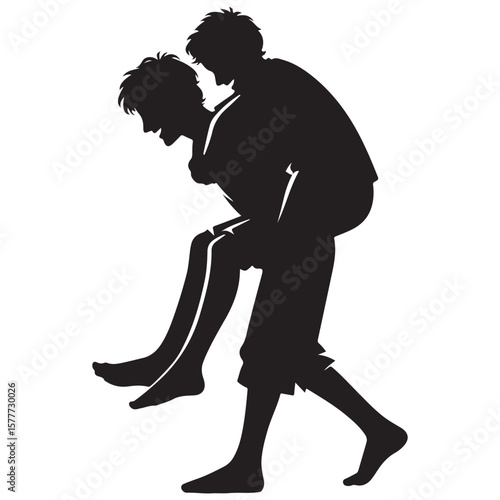 Silhouette of man Best Friends Together 