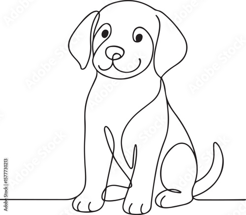 Cute Dog Illustration in Minimalist Line Drawing Style