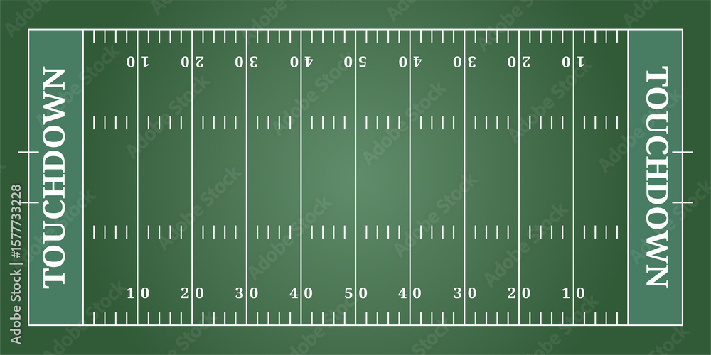 Obraz premium Board American football field green, top view with tactics