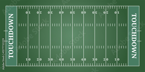 Board American football field green, top view with tactics