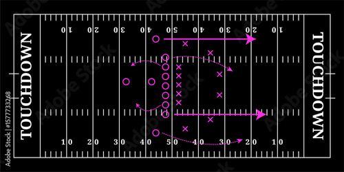 Black tactical board with pink American football player