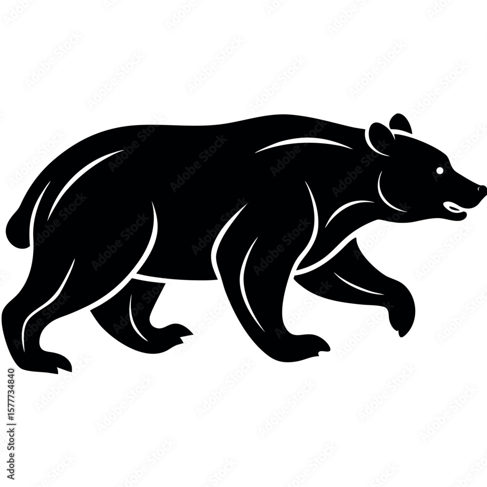 Obraz premium bear-running-silhouette-on-white-background.eps