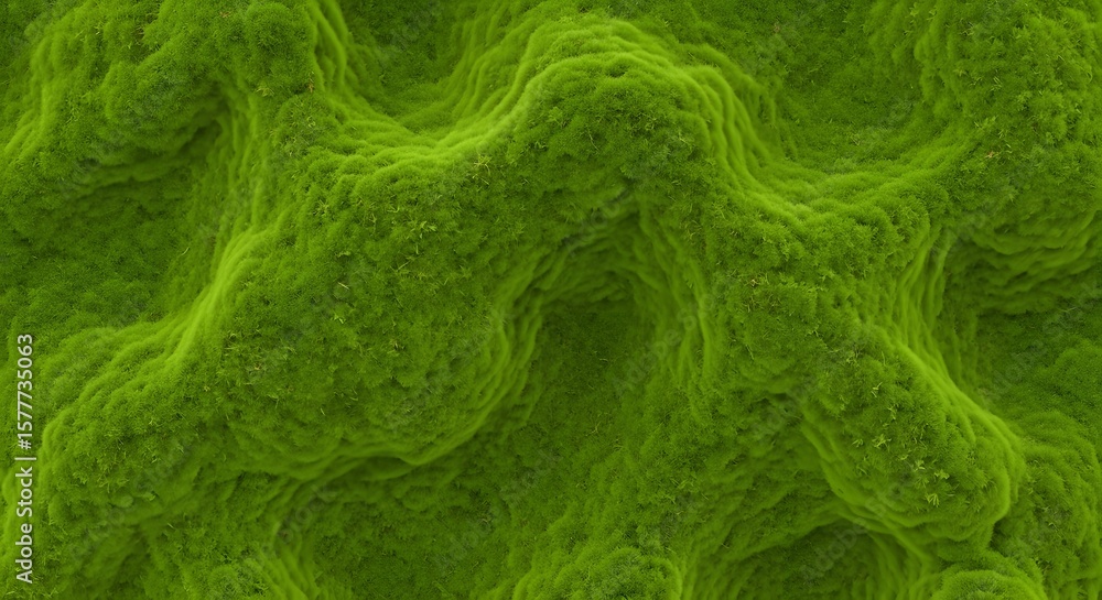 Obraz premium Close up view of a green mossy surface with textured formations and organic appearance overall look