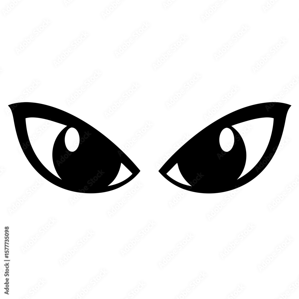 Obraz premium Menacing Black Eyes Graphic Illustration Evoking Suspicion and Villainy, A Black Image