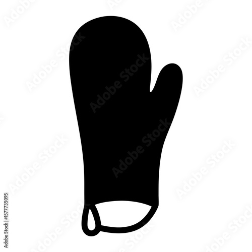 Stylized black oven mitt illustration for cooking and baking safety