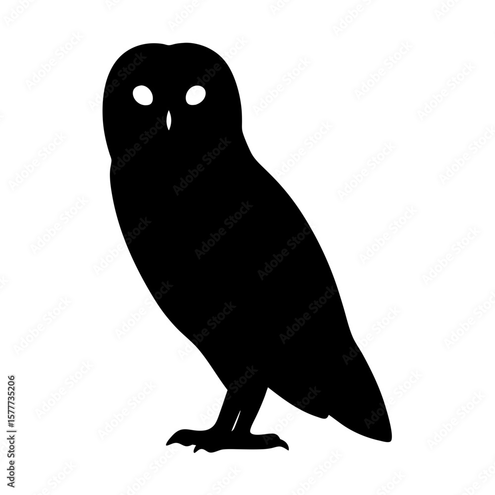Obraz premium Dramatic silhouette of an owl standing alert on a white background