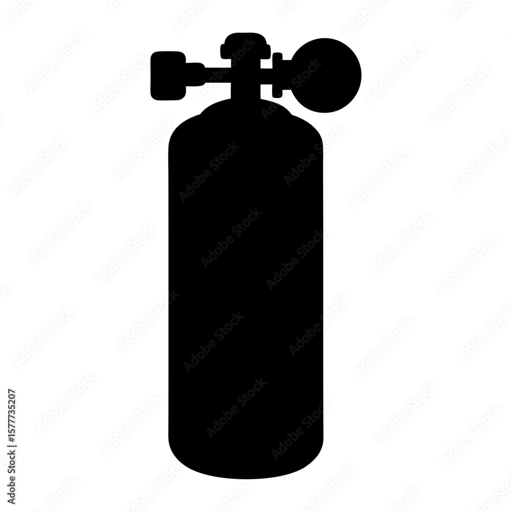 Obraz premium Silhouette of a scuba diving tank, a vital piece of diving equipment