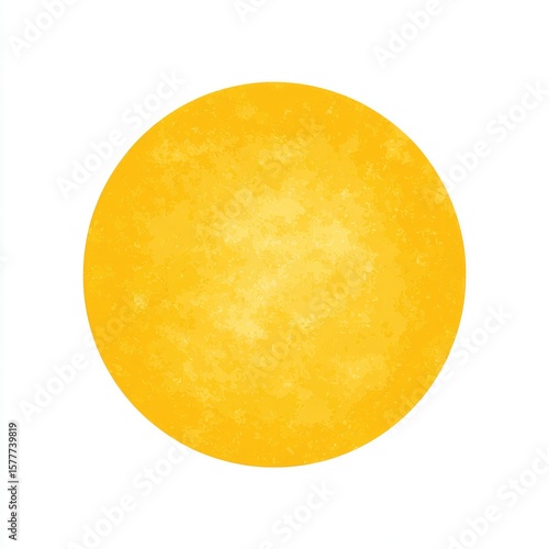 A vibrant, textured yellow circle resembling a sun or celestial body, with subtle variations in shade and a slightly rough surface