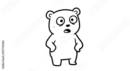 Cartoon panda character looking surprised with wide eyes  