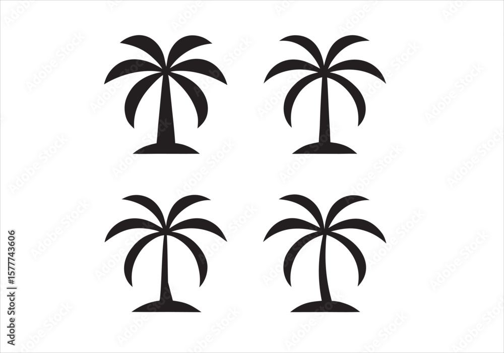 Obraz premium Set of tropical vector palm tree illustrations for a summer beach paradise