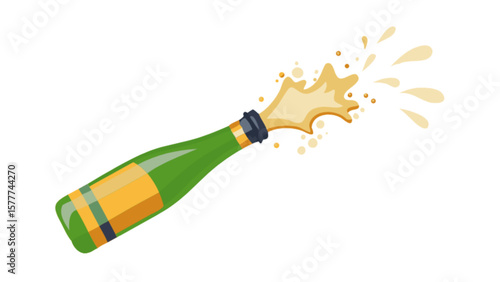 Popping champagne bottle celebration vector illustration for new year's eve and party events design
