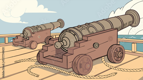 Cannon pirate ship vintage warship naval artillery antique weapon old navy maritime history armament